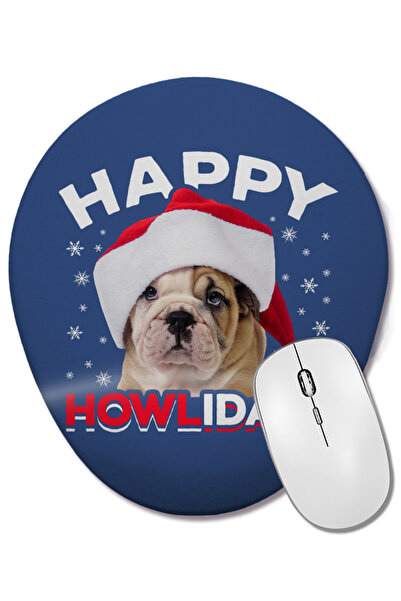 BASKI DÜNYASI Happy Howlidays Christmas Mouse Pad oval cu suport pentru înche...