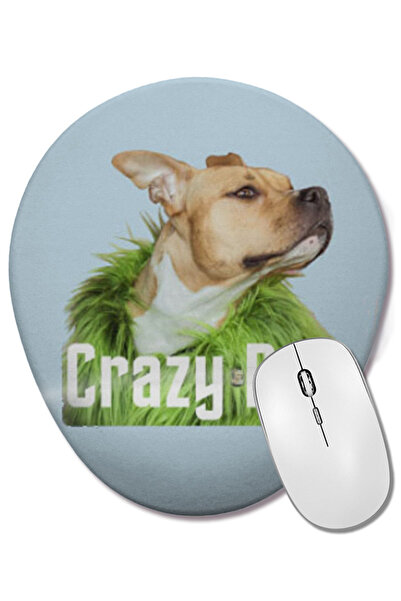BASKI DÜNYASI Crazy Dog Gift Mouse Pad oval cu suport pentru încheietura mâinii
