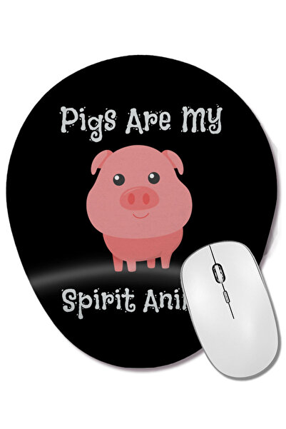 BASKI DÜNYASI Porci sunt animalele mele spirituale. Mousepad oval cu suport p...