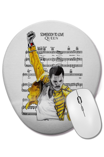BASKI DÜNYASI Mouse Pad oval Queen Freddie Mercury cu suport pentru încheietu...