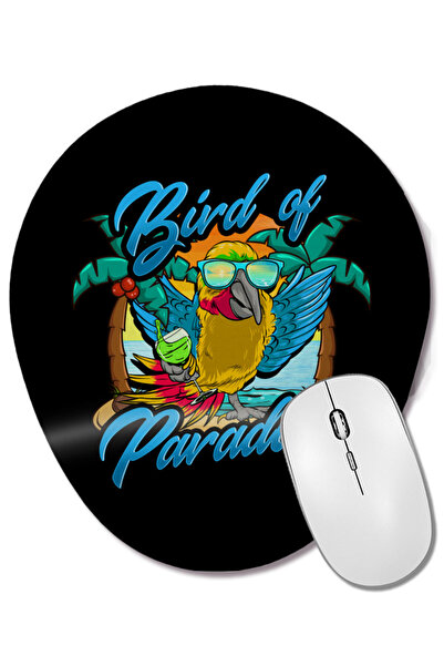 BASKI DÜNYASI Bird Of Paradise Parrot Relaxing Beach Vacation Mouse Pad oval ...