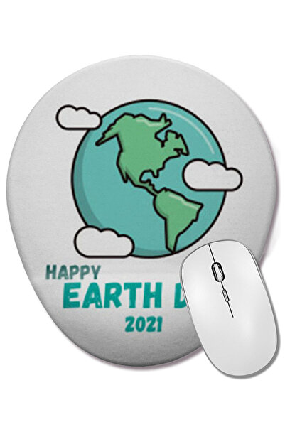 BASKI DÜNYASI Happy Earth Day 2021 Mouse Pad oval cu suport pentru încheietura mâinii