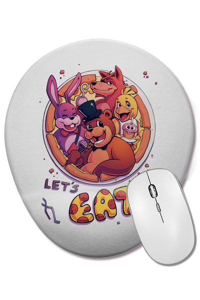 BASKI DÜNYASI Mouse Pad oval cu suport pentru încheietura mâinii Fnaf Let's Eat