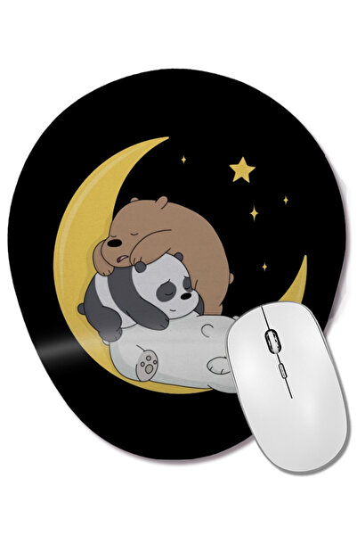 BASKI DÜNYASI We Bare Bears 01 Mouse Pad oval cu suport pentru încheietura mâ...