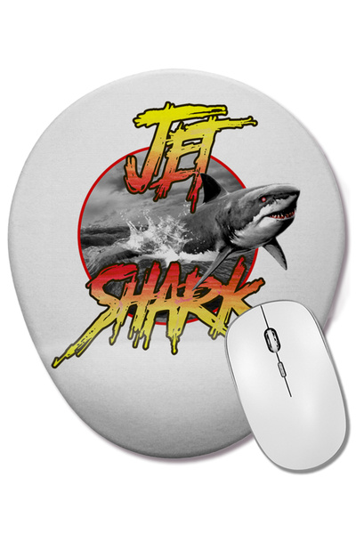 BASKI DÜNYASI Mouse Pad oval Jet Shark cu suport pentru încheietura mâinii