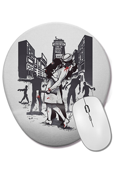 BASKI DÜNYASI Mouse Pad oval The Walking Dead Z Day cu suport pentru încheiet...