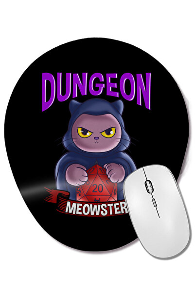 BASKI DÜNYASI Dungeon Meowster Cute & Funny Gaming Mouse Pad oval cu suport p...