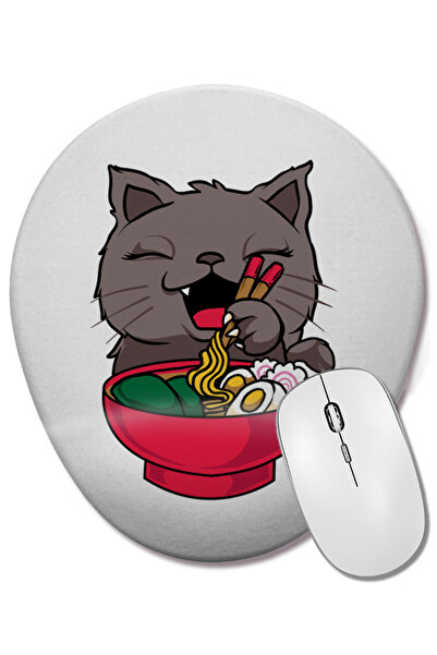 BASKI DÜNYASI Mouse Pad oval cu suport pentru încheietura mâinii, cu pisică a...