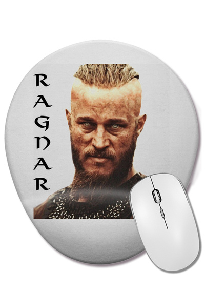 BASKI DÜNYASI Mouse Pad oval Vikings Ragnar cu suport pentru încheietura mâinii