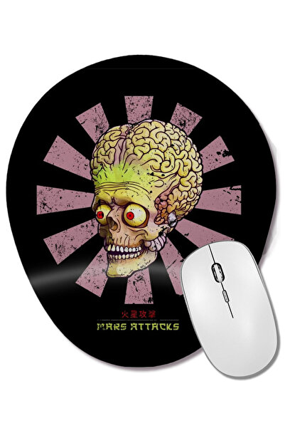 BASKI DÜNYASI Mars Attacks Retro Japanese Mouse Pad oval cu suport pentru înc...