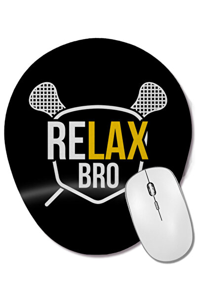 BASKI DÜNYASI Funny ReLAX Bro Funny Lacrosse Pun LAX Player Mouse Pad oval cu...