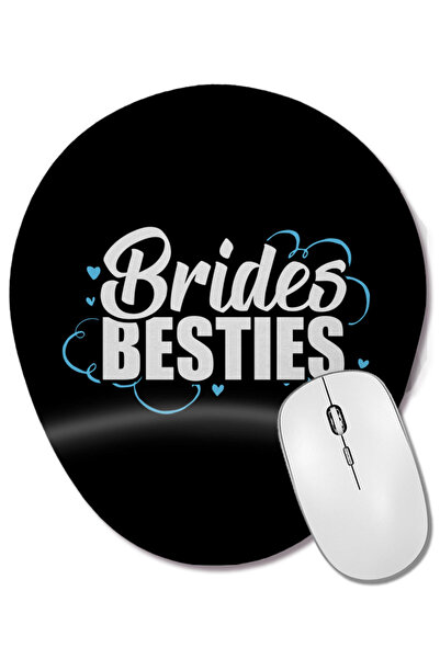 BASKI DÜNYASI Mouse Pad oval cu suport pentru încheietura mâinii, cu tema Cute Brides Besties Bachelorette Party Group