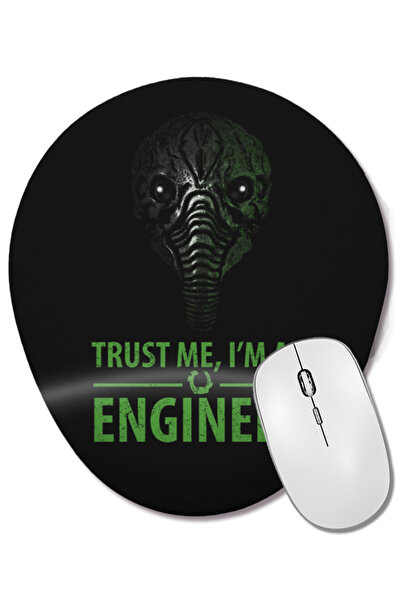 BASKI DÜNYASI Mouse Pad oval Engineer Trust Me cu suport pentru încheietura mâinii
