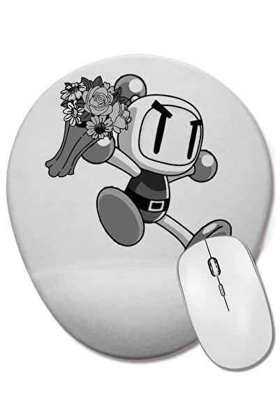 BASKI DÜNYASI Mouse Pad oval Flower Man cu suport pentru încheietura mâinii