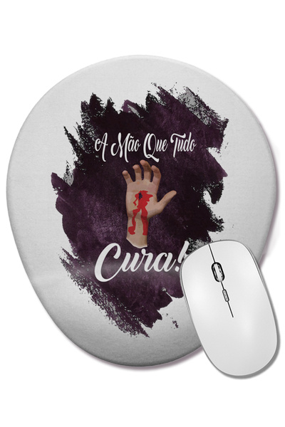 BASKI DÜNYASI Mouse Pad oval cu suport pentru încheietura mâinii Jesus A Mao Que Tudo Cura