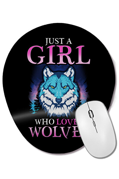 BASKI DÜNYASI Doar o fată care iubește lupii Confident Lone Wolf Mouse Pad ov...