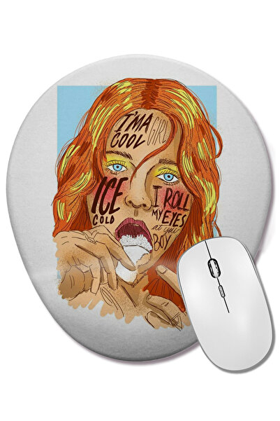 BASKI DÜNYASI Mouse Pad oval Cool Girl cu suport pentru încheietura mâinii