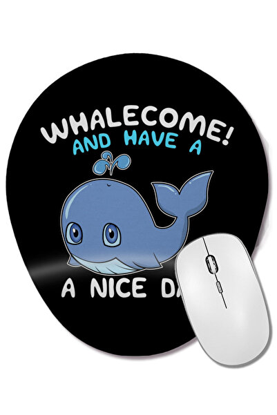 BASKI DÜNYASI Bine ați venit și aveți o zi bună Whale Welcome Pun Mouse Pad o...