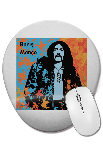 BASKI DÜNYASI Barış Manço 02 Mouse Pad oval cu suport pentru încheietura mâinii