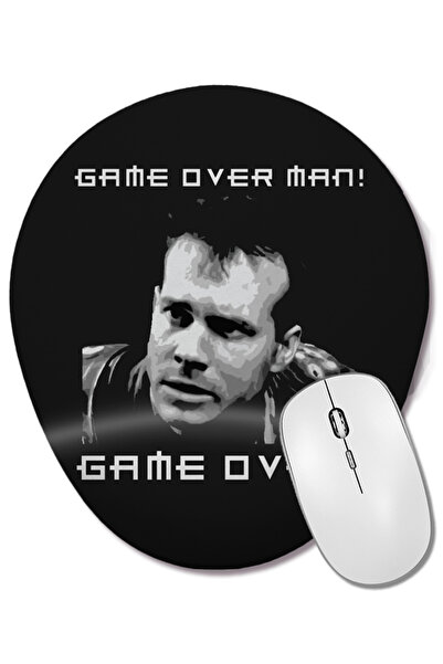 BASKI DÜNYASI Game Over Man Game Over Quote Aliens Bilek Destekli Oval Mouse Pad