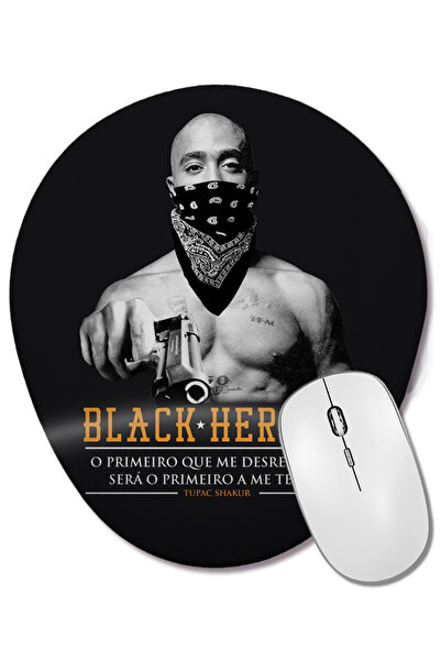 BASKI DÜNYASI Mouse Pad oval Tupac Pistola cu suport pentru încheietura mâinii