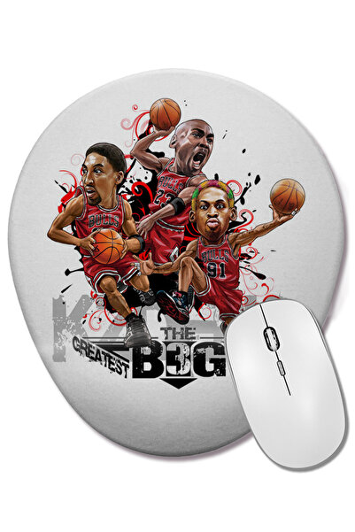 BASKI DÜNYASI Tampă de mouse ovală The 3 Big Chicago Bulls cu suport pentru î...