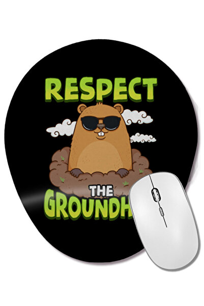 BASKI DÜNYASI Mouse Pad oval cu suport pentru încheietura mâinii, drăguț și amuzant, Respect The Groundhog