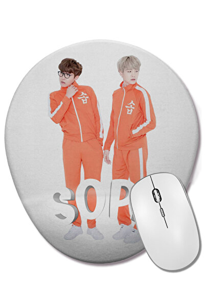 BASKI DÜNYASI Mouse Pad oval Bts Sope cu suport pentru încheietura mâinii