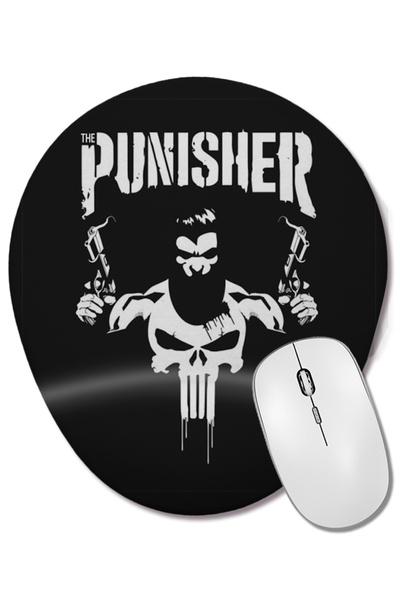 BASKI DÜNYASI Pad de mouse oval The Punisher cu suport pentru încheietura mâinii