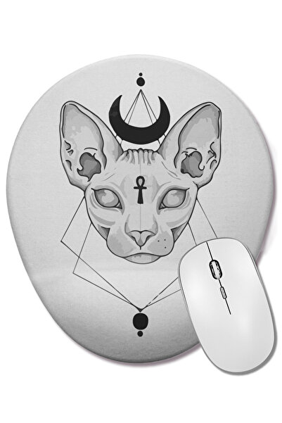 BASKI DÜNYASI Котки Cat 03 Овална подложка за мишка с опора за китката