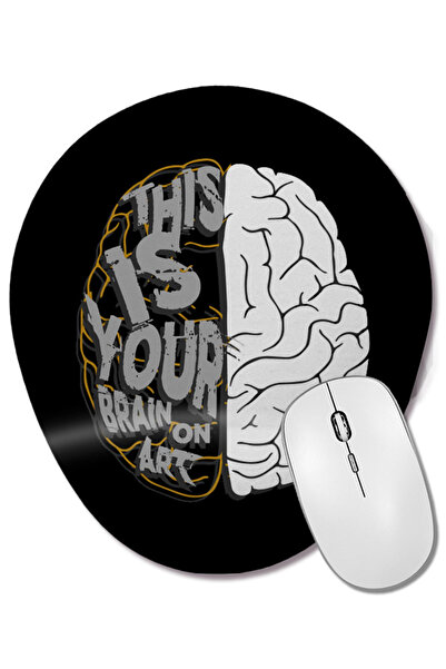 BASKI DÜNYASI Artistic This Is Your Brain On Art Pun Artists Mouse Pad oval cu suport pentru încheietura mâinii