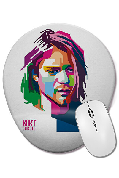 BASKI DÜNYASI Mouse Pad oval Kurt Cobain cu suport pentru încheietura mâinii