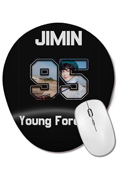 BASKI DÜNYASI Bts Young Forever Jimin Oval Mouse Pad with Wrist Support