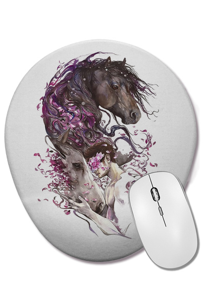 BASKI DÜNYASI Mouse Pad oval Cavalo E O Homem cu suport pentru încheietura mâ...
