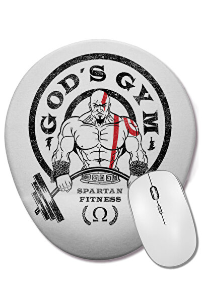 BASKI DÜNYASI Mouse Pad oval Spartan Fitness cu suport pentru încheietura mâinii