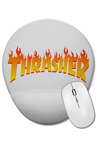 BASKI DÜNYASI Mouse Pad oval transparent Thrasher cu suport pentru încheietura mâinii