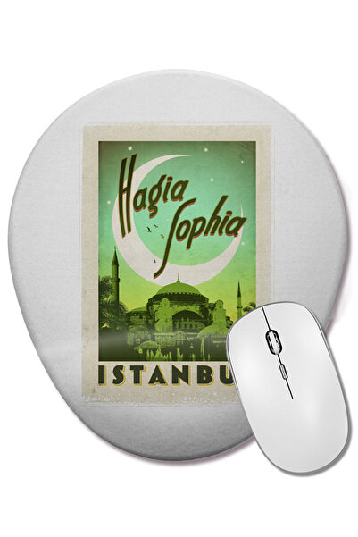 BASKI DÜNYASI Mouse Pad oval cu suport pentru încheietura mâinii Aya Sofya Camii
