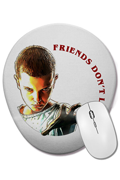 BASKI DÜNYASI Stranger Things Eleven Friends Mouse Pad oval cu suport pentru încheietura mâinii