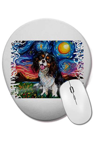 BASKI DÜNYASI Mouse Pad oval Tri Color Cavalier King Charles Spaniel Night 01...