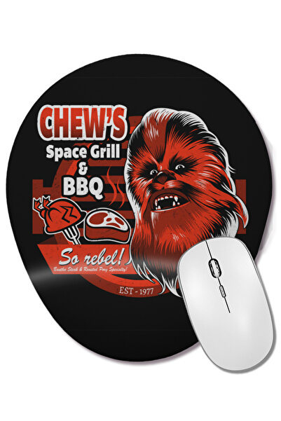 BASKI DÜNYASI Chewbacca Chews Mouse Pad oval cu suport pentru încheietura mâinii