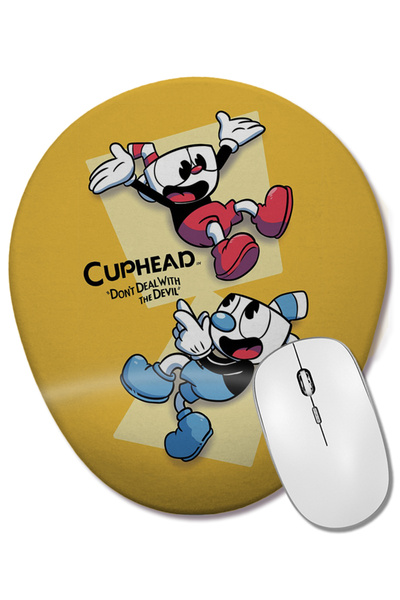 BASKI DÜNYASI Cuphead 06 Mouse Pad oval cu suport pentru încheietura mâinii