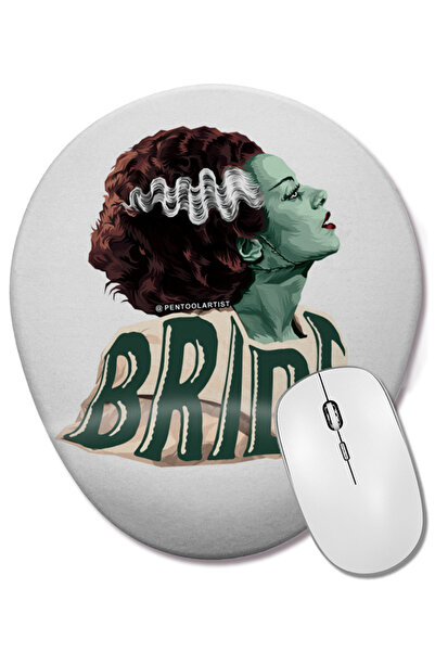 BASKI DÜNYASI Bride Of Frankenstein The Blushing Bride Mouse Pad oval cu supo...