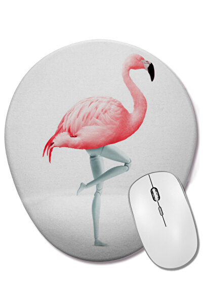 BASKI DÜNYASI Mouse Pad oval Flamingo 7 cu suport pentru încheietura mâinii