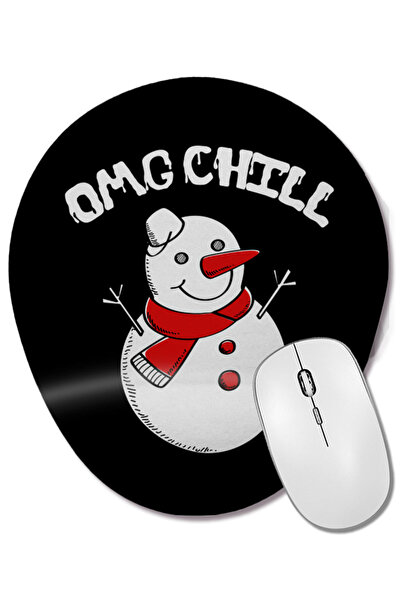 BASKI DÜNYASI OMG Chill Awesome Christmas Snowman Funny Pun Οβάλ ποντίκι με υ...