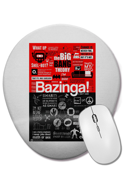 BASKI DÜNYASI The Big Bang Theory Bazinga Mouse Pad oval cu suport pentru înc...