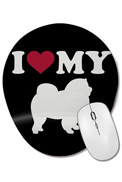 BASKI DÜNYASI Mouse Pad oval Love My Chow Chow cu suport pentru încheietura m...