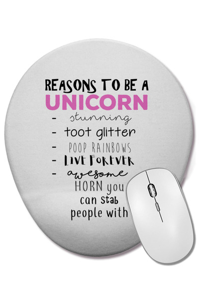 BASKI DÜNYASI Причини да бъдеш еднорог Овална подложка за мишка, поддържаща к...