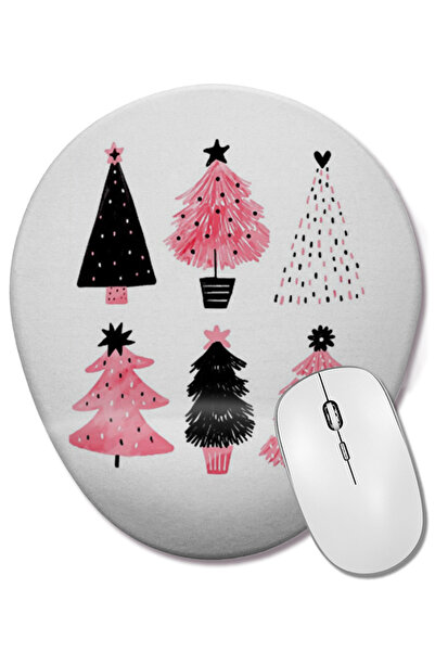 BASKI DÜNYASI Mouse Pad oval cu concept de Anul Nou roz, cu suport pentru înc...