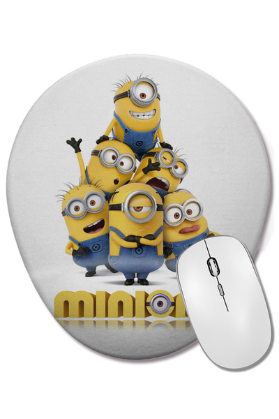 BASKI DÜNYASI Mouse Pad oval Minion Minions cu suport pentru încheietura mâinii
