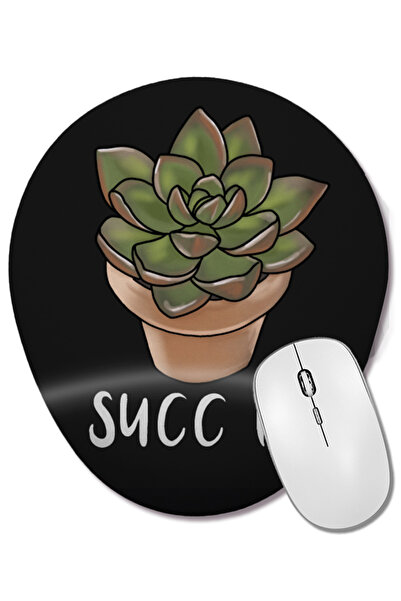 BASKI DÜNYASI Mouse Pad oval cu suport pentru încheietura mâinii Succulent